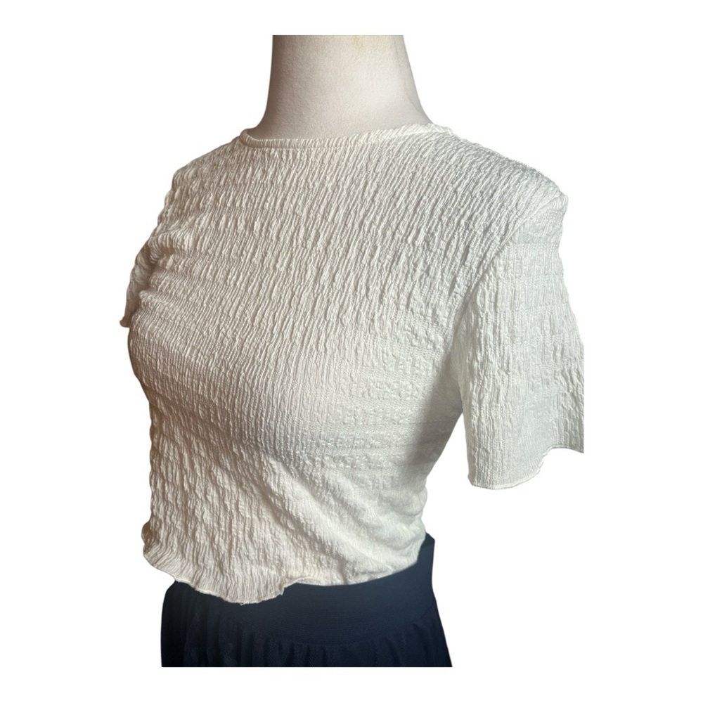 Vero Moda White Textured Women's Top Size Medium